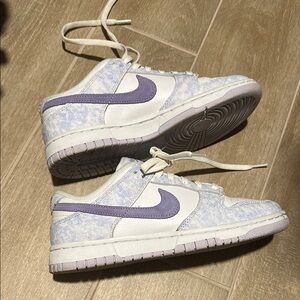 Nike White and Lavender dunk low Sneakers